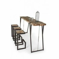 Sortie 🎁 WEBMARKETPOINT Table De Bar Style Industriel Blocks 200x54 Cm ❤️ -Table haute Boutique 61309093 5