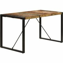 Promo 💯 FIMEI Table De Salle à Manger 140x70x75cm Bois De Récupération Massif 🔔 -Table haute Boutique 61379919 3