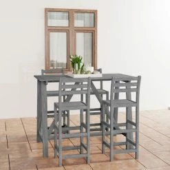 Sortie 😉 FIMEI Ensemble De Bar D'extérieur 5 Pcs Gris Bois D'acacia Massif 👏