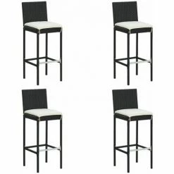 Sortie 🥰 FIMEI Meuble De Bar De Jardin 5 Pcs Et Coussins Résine Tressée Noir 👏 -Table haute Boutique 61382116 5