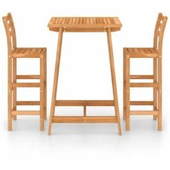 Sortie 🛒 SUPERMARKET Ensemble De Bar D'extérieur 3 Pcs Bois D'acacia Massif ✨ -Table haute Boutique 63658453 3