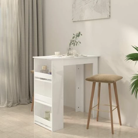 De gros 🔥 SUPERMARKET Table De Bar étagère De Rangement Blanc Brillant 102x50x103,5cm 🎁 5 De gros 🔥 SUPERMARKET Table De Bar étagère De Rangement Blanc Brillant 102x50x103,5cm 🎁 – Image 3