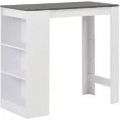 De gros 🎉 SUPERMARKET Table De Bar Avec étagère Blanc 110x50x103 Cm SUHB-280216 ✔️