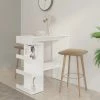 Acheter 🌟 SUPERMARKET Table De Bar étagère De Rangement Blanc 100x50x101,5 Cm 😀 -Table haute Boutique 63672860 1