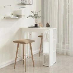 Nouveau 🎉 SUPERMARKET Table De Bar Avec étagère Blanc 102x50x103,5 Cm Aggloméré ✨ -Table haute Boutique 63672887 4
