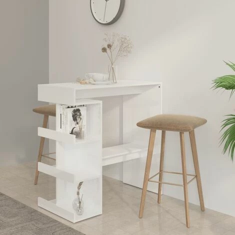 Le moins cher 🤩 SUPERMARKET Table De Bar étagère De Rangement Blanc Brillant 100x50x101,5cm ✨ 3 Le moins cher 🤩 SUPERMARKET Table De Bar étagère De Rangement Blanc Brillant 100x50x101,5cm ✨