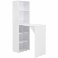 Vente flash 🧨 SUPERMARKET Table De Bar Avec Armoire Blanc 115 X 59 X 200 Cm SUHB-280227 🌟