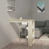 De gros ⭐ VidaXL Table De Bar Murale Blanc Et Chêne Sonoma 102x45x103,5 Cm Bois - Beige ❤️ -Table haute Boutique 63954133 1