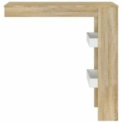 De gros ⭐ VidaXL Table De Bar Murale Blanc Et Chêne Sonoma 102x45x103,5 Cm Bois - Beige ❤️ -Table haute Boutique 63954133 3