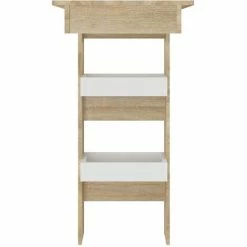 De gros ⭐ VidaXL Table De Bar Murale Blanc Et Chêne Sonoma 102x45x103,5 Cm Bois - Beige ❤️ -Table haute Boutique 63954133 4