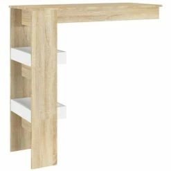 De gros ⭐ VidaXL Table De Bar Murale Blanc Et Chêne Sonoma 102x45x103,5 Cm Bois - Beige ❤️ -Table haute Boutique 63954133 5