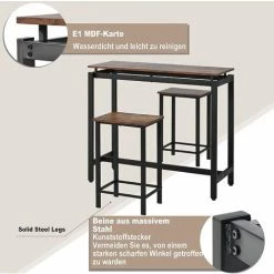 Nouveau 🛒 LEISEN Ensemble Table Et Chaises En Bois De Fer, Table Et Chaises De Cuisine, Table De Bar Et Tabourets De Bar, Restaurant, Table Haute En Bois Foncé 🎉 7 Nouveau 🛒 LEISEN Ensemble Table Et Chaises En Bois De Fer, Table Et Chaises De Cuisine, Table De Bar Et Tabourets De Bar, Restaurant, Table Haute En Bois Foncé 🎉 -Table haute Boutique 64074206 2