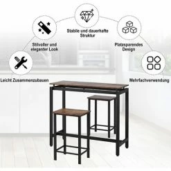 Nouveau 🛒 LEISEN Ensemble Table Et Chaises En Bois De Fer, Table Et Chaises De Cuisine, Table De Bar Et Tabourets De Bar, Restaurant, Table Haute En Bois Foncé 🎉 8 Nouveau 🛒 LEISEN Ensemble Table Et Chaises En Bois De Fer, Table Et Chaises De Cuisine, Table De Bar Et Tabourets De Bar, Restaurant, Table Haute En Bois Foncé 🎉 -Table haute Boutique 64074206 3