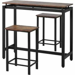 Nouveau 🛒 LEISEN Ensemble Table Et Chaises En Bois De Fer, Table Et Chaises De Cuisine, Table De Bar Et Tabourets De Bar, Restaurant, Table Haute En Bois Foncé 🎉 9 Nouveau 🛒 LEISEN Ensemble Table Et Chaises En Bois De Fer, Table Et Chaises De Cuisine, Table De Bar Et Tabourets De Bar, Restaurant, Table Haute En Bois Foncé 🎉 -Table haute Boutique 64074206 4