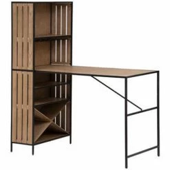 Offres 😍 Table De Bar En Bois Et Fer Coloris Beige - Longueur 153 X Profondeur 80 X Hauteur 80 Cm - PEGANE - 🌟