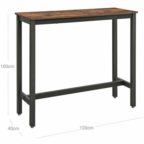 Nouveau 🥰 HELLOSHOP26 Table De Bar Table Haute Fine Table De Cuisine 120 X 40 X 100 Cm Table De Salle à Manger Avec Cadre Métallique Robuste Montage Facile Marron Rustique Et Noir - Marron 👏 4 Nouveau 🥰 HELLOSHOP26 Table De Bar Table Haute Fine Table De Cuisine 120 X 40 X 100 Cm Table De Salle à Manger Avec Cadre Métallique Robuste Montage Facile Marron Rustique Et Noir - Marron 👏 – Image 2