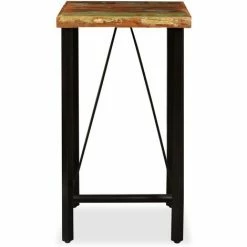 Coupon ✨ FUHUIDATRADING Ensemble De Bar 3 Pcs Bois Massif Recyclé Et Cuir Véritable ✨ 9 Coupon ✨ FUHUIDATRADING Ensemble De Bar 3 Pcs Bois Massif Recyclé Et Cuir Véritable ✨ -Table haute Boutique 64519926 3