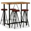 Sortie 🤩 FUHUIDATRADING Ensemble De Bar 5 Pcs Bois Massif Recyclé Et Cuir Véritable ❤️ 1 Sortie 🤩 FUHUIDATRADING Ensemble De Bar 5 Pcs Bois Massif Recyclé Et Cuir Véritable ❤️ -Table haute Boutique 64520296 1