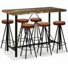 Budget 🔔 FUHUIDATRADING Ensemble De Bar 7 Pcs Bois De Récupération Cuir Véritable Et Toile 👏 1 Budget 🔔 FUHUIDATRADING Ensemble De Bar 7 Pcs Bois De Récupération Cuir Véritable Et Toile 👏 -Table haute Boutique 64520369 1