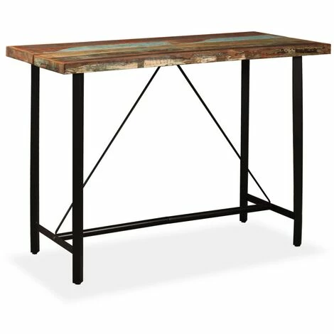 Budget 🔔 FUHUIDATRADING Ensemble De Bar 7 Pcs Bois De Récupération Cuir Véritable Et Toile 👏 4 Budget 🔔 FUHUIDATRADING Ensemble De Bar 7 Pcs Bois De Récupération Cuir Véritable Et Toile 👏 – Image 2