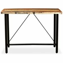 Budget 🔔 FUHUIDATRADING Ensemble De Bar 7 Pcs Bois De Récupération Cuir Véritable Et Toile 👏 9 Budget 🔔 FUHUIDATRADING Ensemble De Bar 7 Pcs Bois De Récupération Cuir Véritable Et Toile 👏 -Table haute Boutique 64520369 3