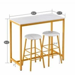 Vente flash 🤩 TALKEACH 100*45*92 Cm Table De Bar Simple En Marbre PVC Tabouret De Bar Rond Peinture Dorée (une Table Et Deux Tabourets) Blanc 🥰 9 Vente flash 🤩 TALKEACH 100*45*92 Cm Table De Bar Simple En Marbre PVC Tabouret De Bar Rond Peinture Dorée (une Table Et Deux Tabourets) Blanc 🥰 -Table haute Boutique 64685746 3