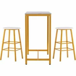 Vente flash 🤩 TALKEACH 100*45*92 Cm Table De Bar Simple En Marbre PVC Tabouret De Bar Rond Peinture Dorée (une Table Et Deux Tabourets) Blanc 🥰 10 Vente flash 🤩 TALKEACH 100*45*92 Cm Table De Bar Simple En Marbre PVC Tabouret De Bar Rond Peinture Dorée (une Table Et Deux Tabourets) Blanc 🥰 -Table haute Boutique 64685746 4