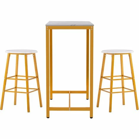Vente flash 🤩 TALKEACH 100*45*92 Cm Table De Bar Simple En Marbre PVC Tabouret De Bar Rond Peinture Dorée (une Table Et Deux Tabourets) Blanc 🥰 6 Vente flash 🤩 TALKEACH 100*45*92 Cm Table De Bar Simple En Marbre PVC Tabouret De Bar Rond Peinture Dorée (une Table Et Deux Tabourets) Blanc 🥰 – Image 4