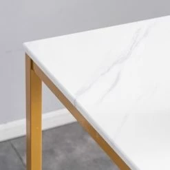 Vente flash 🤩 TALKEACH 100*45*92 Cm Table De Bar Simple En Marbre PVC Tabouret De Bar Rond Peinture Dorée (une Table Et Deux Tabourets) Blanc 🥰 11 Vente flash 🤩 TALKEACH 100*45*92 Cm Table De Bar Simple En Marbre PVC Tabouret De Bar Rond Peinture Dorée (une Table Et Deux Tabourets) Blanc 🥰 -Table haute Boutique 64685746 5