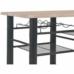 Promo 🔥 PESCE Ensemble De Bar Avec étagères 3 Pcs Bois Et Acier ⭐ -Table haute Boutique 64872065 5
