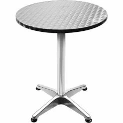 Bon marché 🔥 BATHRINS®Table Mange Debout En Aluminium Diamètre 60cm Hauteur Réglable 70 Ou 110cm Argent 🎁