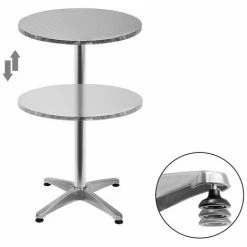 Bon marché 🔥 BATHRINS®Table Mange Debout En Aluminium Diamètre 60cm Hauteur Réglable 70 Ou 110cm Argent 🎁 -Table haute Boutique 65441026 3