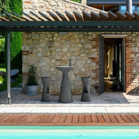 Vente flash ⌛ PLUST Table D'appoint Haute Ronde 111cm Pour Tabourets De Bar Extérieur Design Moderne Fade T2-H Plus | Couleur: Gris Foncé - Couleur De La Table: Blanc ✨ 3 Vente flash ⌛ PLUST Table D'appoint Haute Ronde 111cm Pour Tabourets De Bar Extérieur Design Moderne Fade T2-H Plus | Couleur: Gris Foncé - Couleur De La Table: Blanc ✨