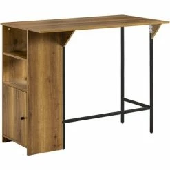Remise 💯 SoBuy FWT98-PF Table De Bar, Table Haute De Bar, Table De Cuisine, Table à Manger, Mange-Debout Pour Cuisine, Salle à Manger, Salon Avec 1 Plateau Rabattable, 2 Etagères Et 1 Porte 🥰