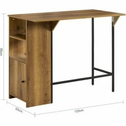 Remise 💯 SoBuy FWT98-PF Table De Bar, Table Haute De Bar, Table De Cuisine, Table à Manger, Mange-Debout Pour Cuisine, Salle à Manger, Salon Avec 1 Plateau Rabattable, 2 Etagères Et 1 Porte 🥰 -Table haute Boutique 65894135 3
