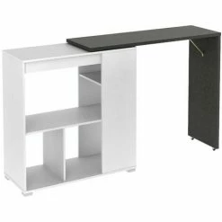 Le moins cher ⭐ VENTE-UNIQUE.COM Ensemble "Mange Debout" : Meuble De Bar SATURNE + 2 Tabourets De Bar CALAS - Blanc Et Béton - Gris, Blanc 😀 -Table haute Boutique 65946902 2