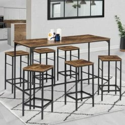 Les meilleures critiques de 🎉 IDMARKET Table Haute De Bar DAYTON Et 6 Tabourets Effet Vieilli Design Industriel 🌟