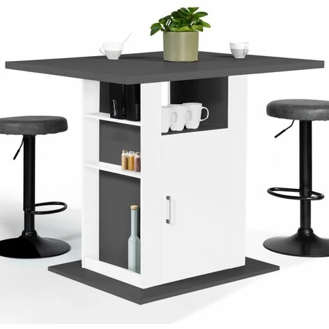 Offres 🤩 IDMARKET Ilot Central UGO 110 Cm Plateau Bois Gris Et Blanc Avec Rangements ✨ 4 Offres 🤩 IDMARKET Ilot Central UGO 110 Cm Plateau Bois Gris Et Blanc Avec Rangements ✨ – Image 2