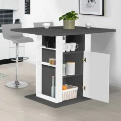 Offres 🤩 IDMARKET Ilot Central UGO 110 Cm Plateau Bois Gris Et Blanc Avec Rangements ✨ 9 Offres 🤩 IDMARKET Ilot Central UGO 110 Cm Plateau Bois Gris Et Blanc Avec Rangements ✨ -Table haute Boutique 66978819 3