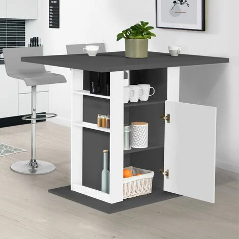 Offres 🤩 IDMARKET Ilot Central UGO 110 Cm Plateau Bois Gris Et Blanc Avec Rangements ✨ 5 Offres 🤩 IDMARKET Ilot Central UGO 110 Cm Plateau Bois Gris Et Blanc Avec Rangements ✨ – Image 3