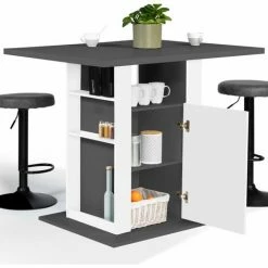 Offres 🤩 IDMARKET Ilot Central UGO 110 Cm Plateau Bois Gris Et Blanc Avec Rangements ✨ 10 Offres 🤩 IDMARKET Ilot Central UGO 110 Cm Plateau Bois Gris Et Blanc Avec Rangements ✨ -Table haute Boutique 66978819 4