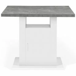 Vente flash ❤️ IDMARKET Ilot Central UGO 110 Cm Plateau Effet Béton Et Blanc Avec Rangements ❤️ -Table haute Boutique 66978823 5