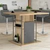 Remise ❤️ IDMARKET Ilot Central UGO 110 Cm Bois Gris Et Imitation Hêtre Avec Rangements Design Industriel ⭐ -Table haute Boutique 67263537 1