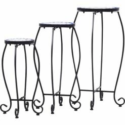 Le moins cher ❤️ DOC&ET² Tables Mosaïque 3 Pcs Bleu Et Blanc Céramique - Bleu 😉