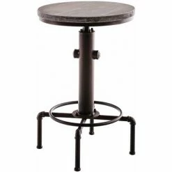Tout neuf 😉 DéCOSHOP26 Table Haute Table De Bar Style Industriel Hauteur Réglable Bronze Vieilli - Noir ⌛