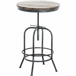 Offres 🥰 DéCOSHOP26 Table Haute Bistrot Style Industriel Hauteur Réglable Argenté Vieilli - Argentéer 😍