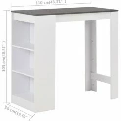 Offres 🌟 MAISONCHIC Table Haute De Bar Avec étagère Blanc 110x50x103 Cm 💯 -Table haute Boutique 67652579 5
