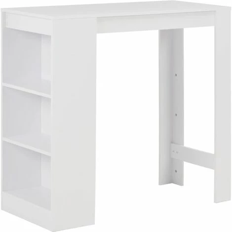 Nouveau 👍 MAISONCHIC Table De Bar Table Haute Avec étagère Blanc 110x50x103 Cm 😉 3 Nouveau 👍 MAISONCHIC Table De Bar Table Haute Avec étagère Blanc 110x50x103 Cm 😉