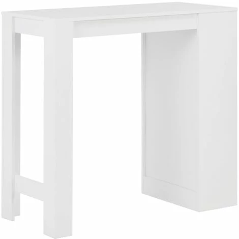 Nouveau 👍 MAISONCHIC Table De Bar Table Haute Avec étagère Blanc 110x50x103 Cm 😉 4 Nouveau 👍 MAISONCHIC Table De Bar Table Haute Avec étagère Blanc 110x50x103 Cm 😉 – Image 2