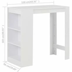 Nouveau 👍 MAISONCHIC Table De Bar Table Haute Avec étagère Blanc 110x50x103 Cm 😉 11 Nouveau 👍 MAISONCHIC Table De Bar Table Haute Avec étagère Blanc 110x50x103 Cm 😉 -Table haute Boutique 67652596 5
